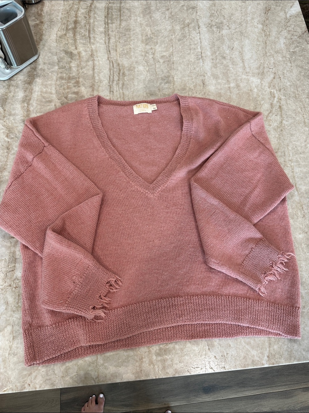 Nation LTD Dusty Rose V-Neck Sweater